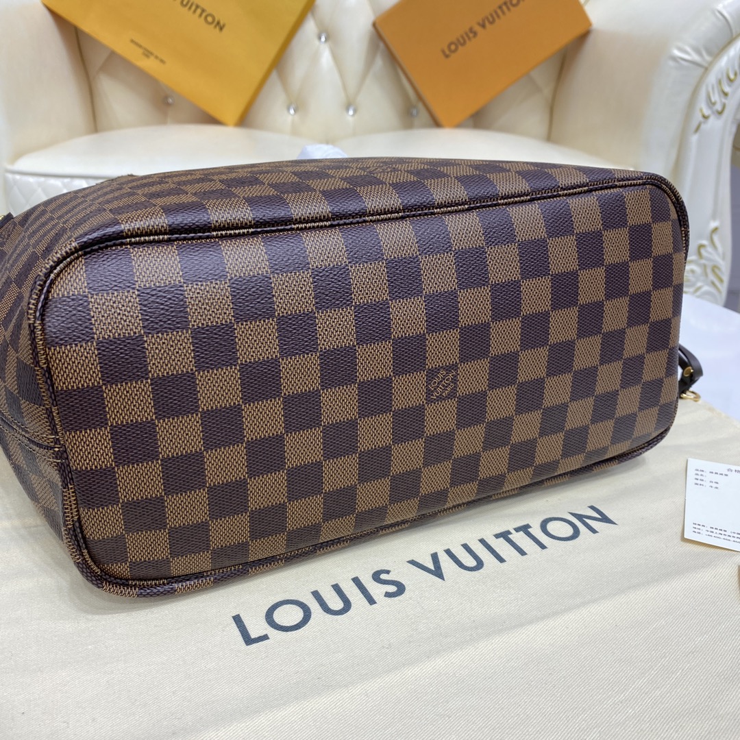 Louis Vuitton NEVERFULL MM Damier Azur Handbag N41603 Rose Ballerine